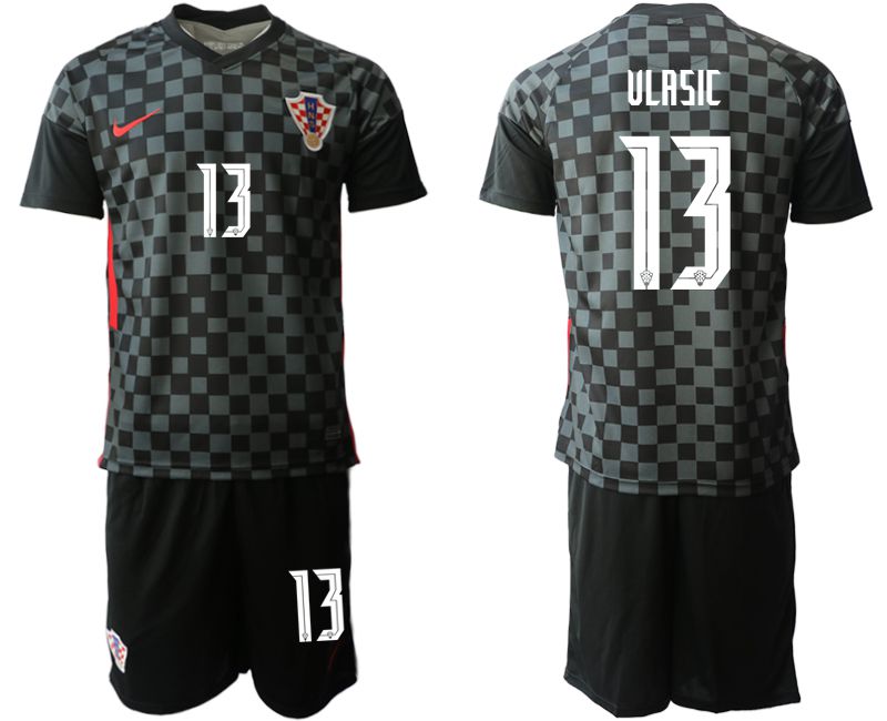 Men 2020-2021 European Cup Croatia away black #13 Nike Soccer Jersey